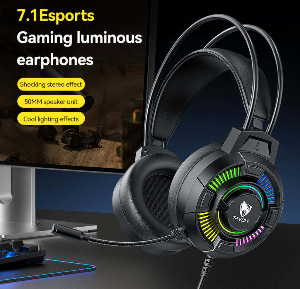 T-WOLF H140 ANC Wireless Gaming Headset – Bluetooth Over-Ear Headphones with Mic