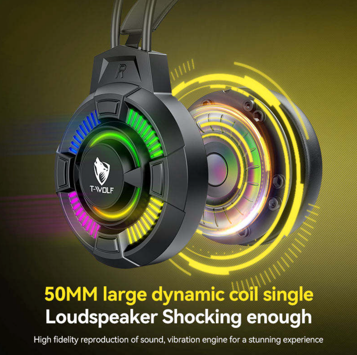 T-WOLF H140 ANC Wireless Gaming Headset – Bluetooth Over-Ear Headphones with Mic