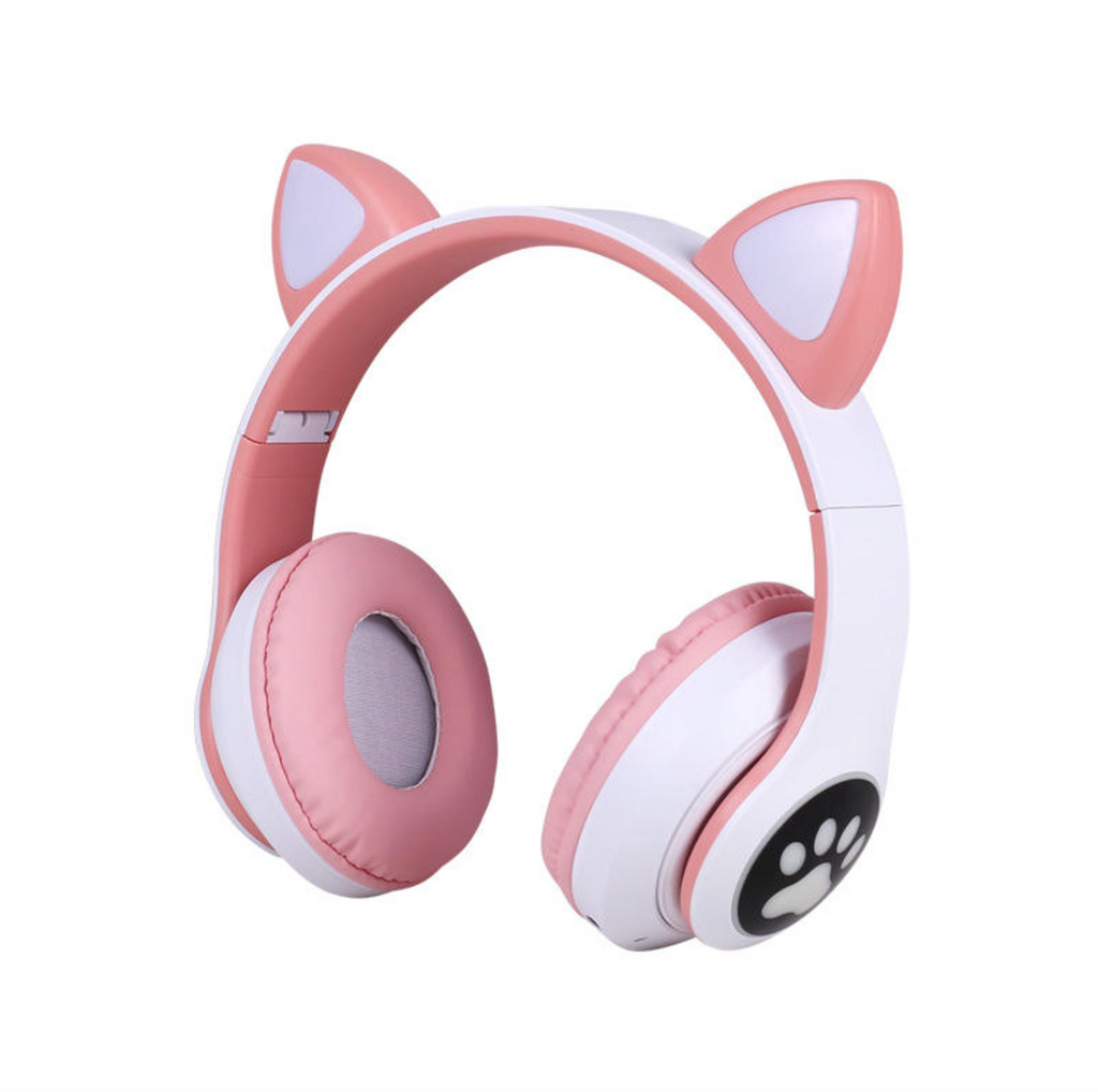 STN28 Cat Ear Wireless Bluetooth Headphones – Cute LED Over-Ear Headset with Mic