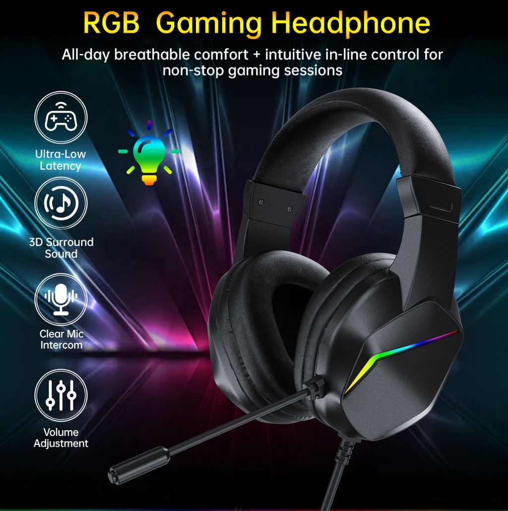 Pro Gaming Headset – Crystal-Clear Mic & Hi-Res Audio for Gaming